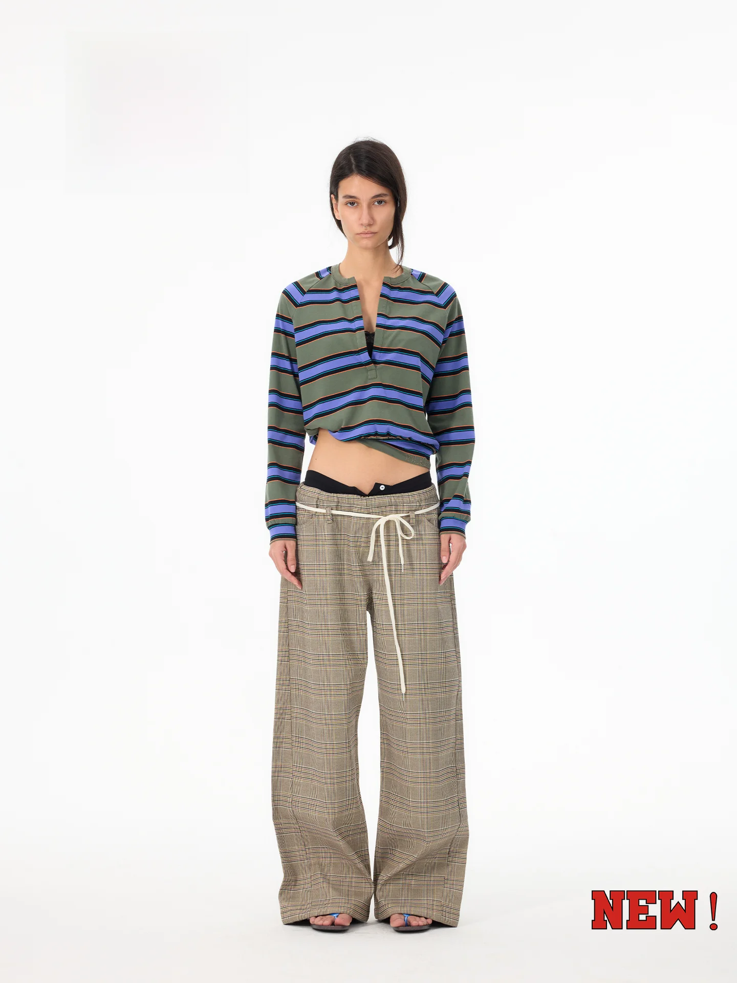 

EIN WANT Henry V-ne ort Waist-cinching T-irt Casual Sle Cotton Blend Long Sve Ciwalk Travel op Commute