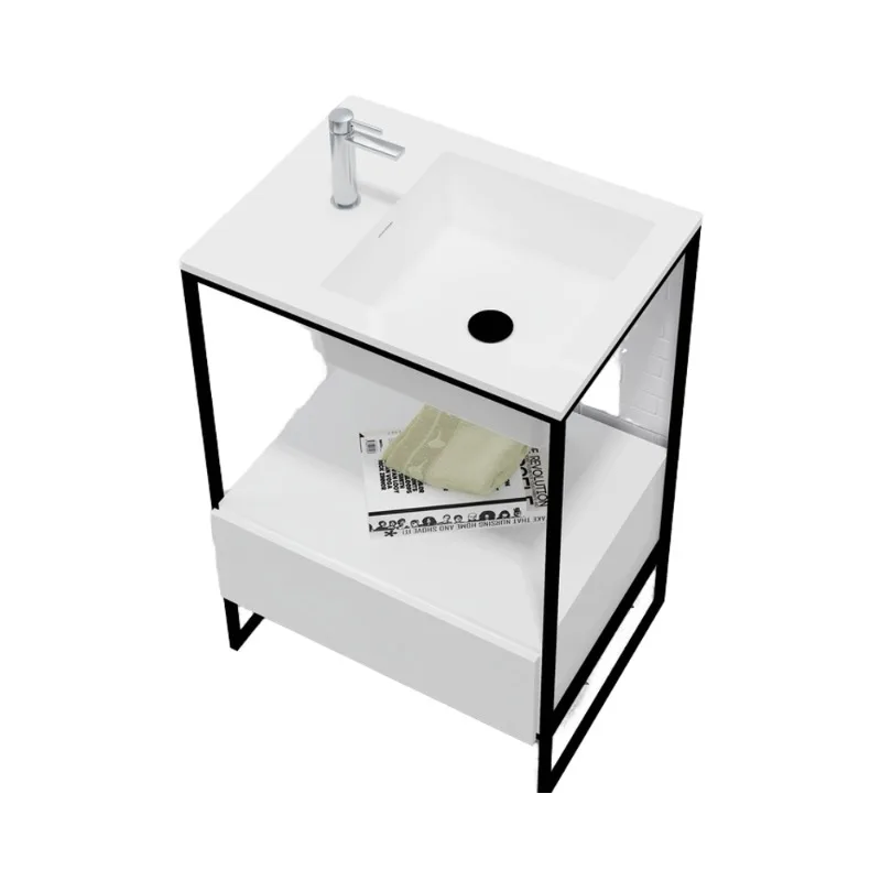 Modern design rectangular wall mounted vanity basin high quality stone console sink hotel bathroom easy to install
