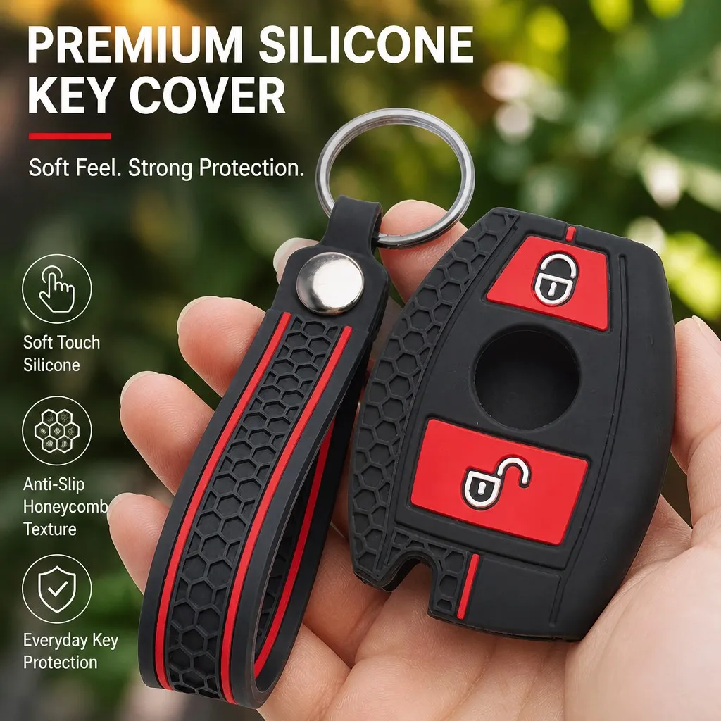 Key Fob Cover for For Mercedes Benz A B C E S CLS CLA GLA GLK ML R Class W203 W204 W211 W212 2 with Keychain Anti-Scratch