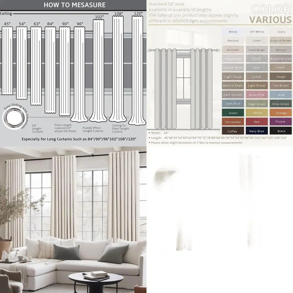 

Плотные шторы из натурального бежевого льна с термоизоляцией, длина 54, комплект из 2 панелей для гостиных