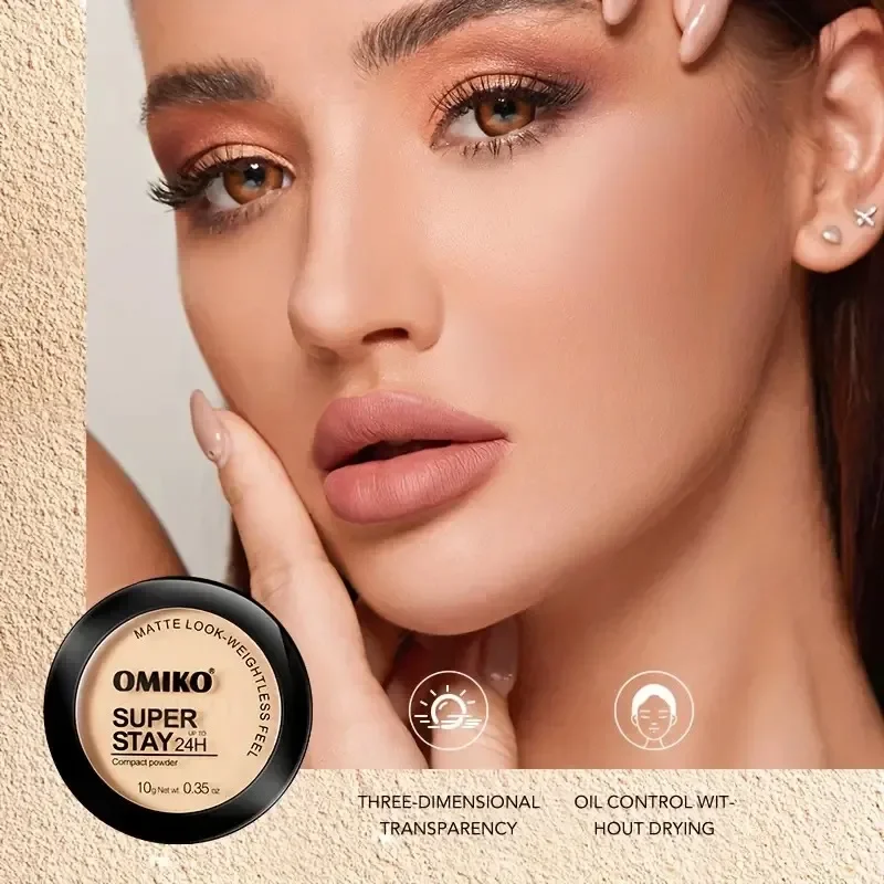 Cipria in polvere 3 colori Cipria pressata per il viso Trucco per il controllo dell'olio a lunga durata Polvere minerale Correttore naturale Contorno Cosmetici per il viso