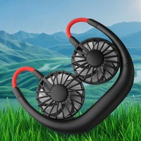Summer USB Portable Cold Fan Hands Free Neck Hanging Rechargeable Mini Sports3-Speed Adjustable Neck Dual Fan Home OutdoorTravel