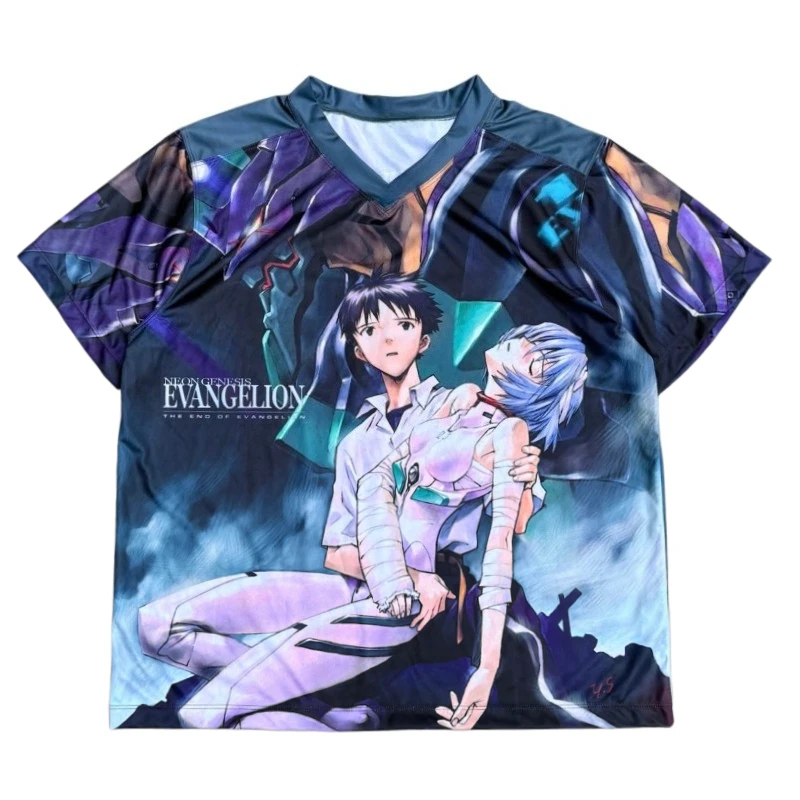 

Men's Neon Genesis Evangelion Shinji Rei The End of Evangelion 3D Printed V-Neck Jersey Tee Stylish Casual Wear for Anime Fans