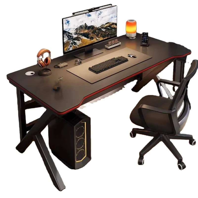 Adjustable height gaming computer desk with bookshelf, suitable for family bedrooms, rental apartments, without surface coating
