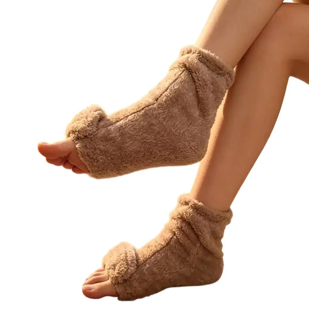 Non Slip Sole Floor Socks Anti Slip Warm Lining Foot Warmer Soft Fleece Thick Foot Covers Home Indoor Use