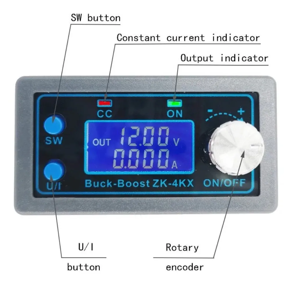 ZK-4KX DC DC Buck Boost Converter CC CV 0.5-30V 4A 5V 6V 12V 24V Moduł zasilania Regulowany zasilacz laboratoryjny z regulacją