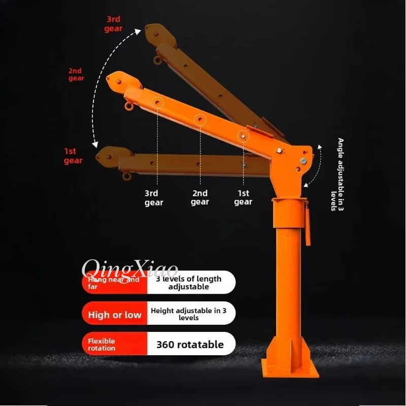 Truck Mounted Hydraulic Lifting Crane Portable Vehicle Hoist Small Household Elevator Cargo Handling And Truck Loading Operation