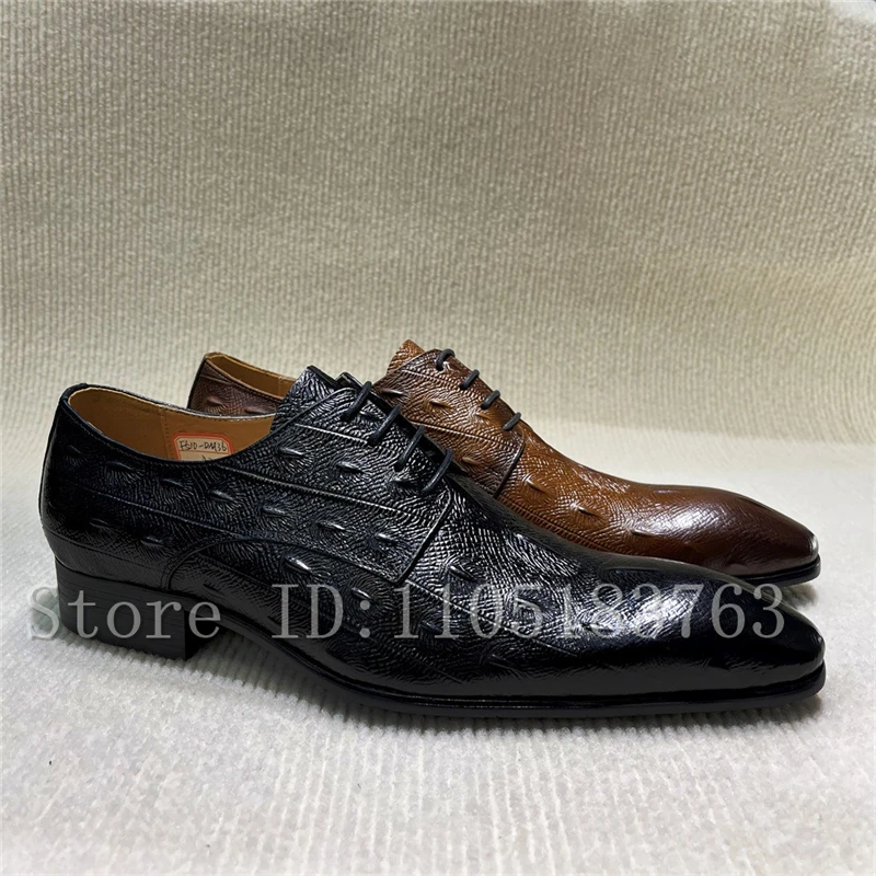 Luxury Genuine Leather Crocodile Pattern Oxfords, Men's Pointed Toe Lace Up Formal Dress Shoes for Business Office
