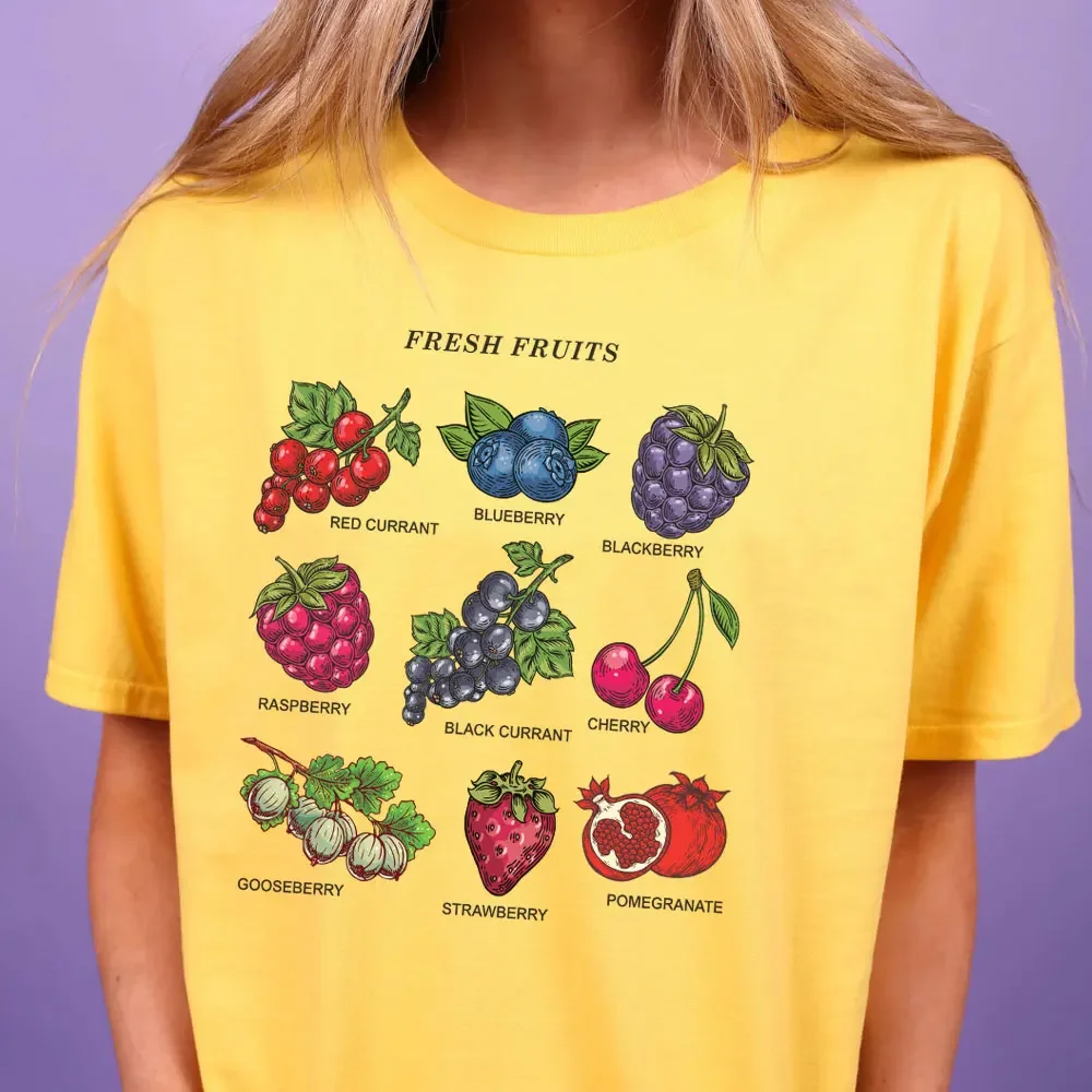 

361Fresh Fruits Tumblr Grunge Aesthetic T Shirt Summer Ulzzang Streetwear Women T-shirts Female 90s Cute Tee Y2k Tops Clothes