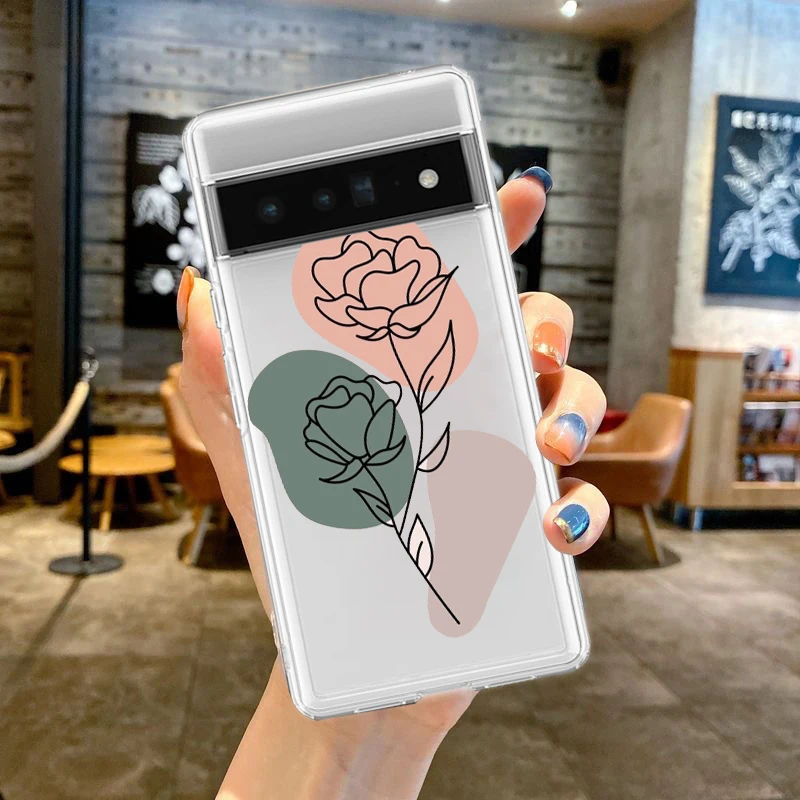 Flower Phone Case For Google Pixel 9 Pro XL 8 7 6 Pro 8A 7A 6A 5 4 5A 4A 3A XL 5G Silicone Shockproof Soft TPU Clear Cover