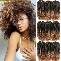 BEWILL 8 12 Inches Short Passion Twist Hair Marlybob Crochet Hair Pre looped Kinky Curly Marlybob Crochet Braids Synthetic Hair