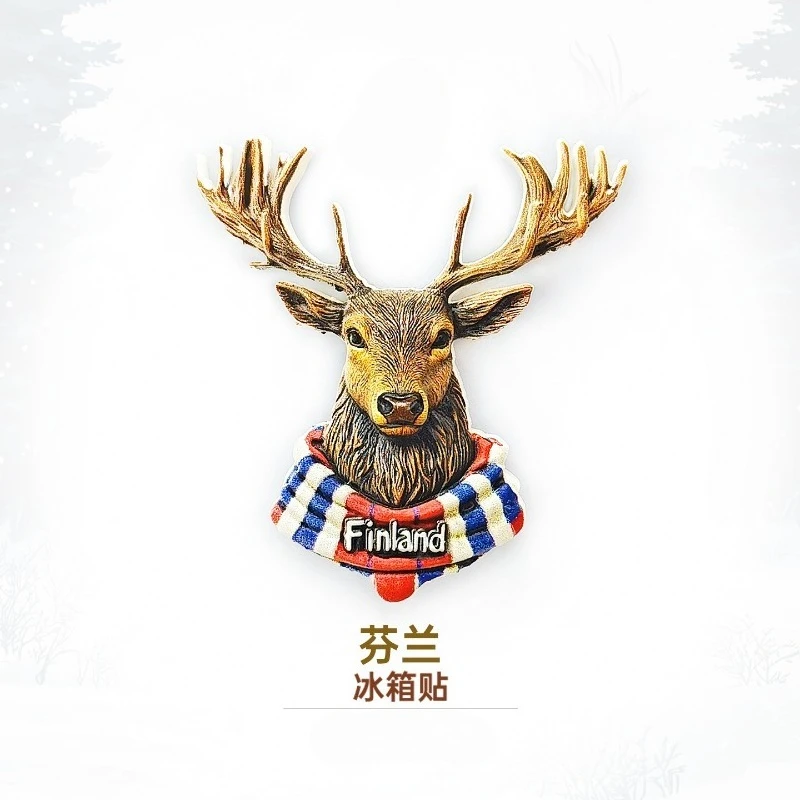 Finnish Scarfed Moose Fridge Magnet - 3D Arctic Souvenir Cozy Nordic Winter Decor Unique Lapland Gift with Strong Magnet