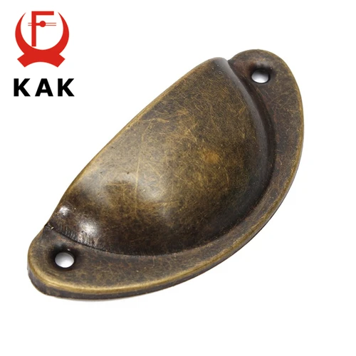 Imagen 2 del producto KAK 20 piezas manija de puerta de gabinete de cajón de cocina de Metal Retro y perillas de muebles Hardware armario tiradores de concha de latón antiguo