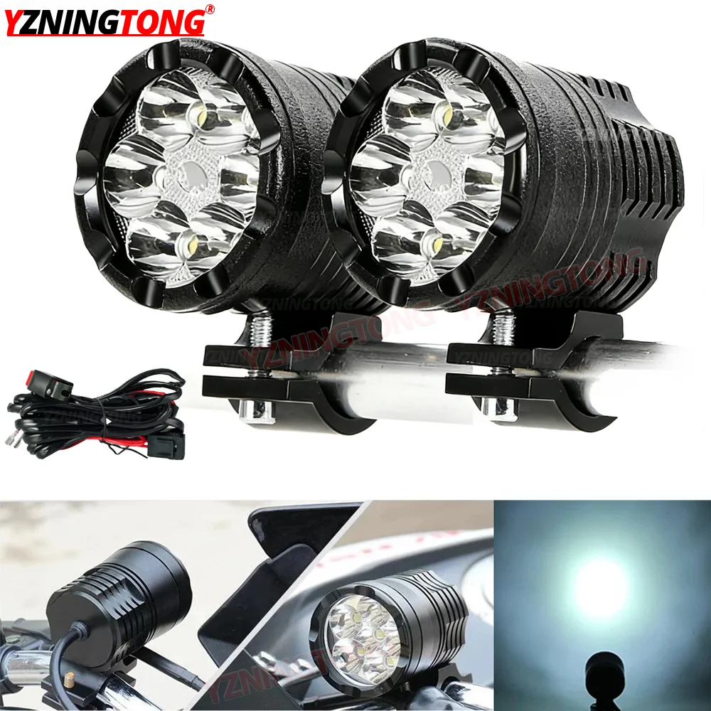 High Low Strobe LED Headlights for Motorcycle 200W Moto Flash Led Spotlight Fog Light Lighting Bulbs Accessories for Car ATV 12V