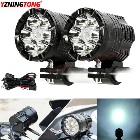 High Low Strobe LED Headlights for Motorcycle 200W Moto Flash Led Spotlight Fog Light Lighting Bulbs Accessories for Car ATV 12V