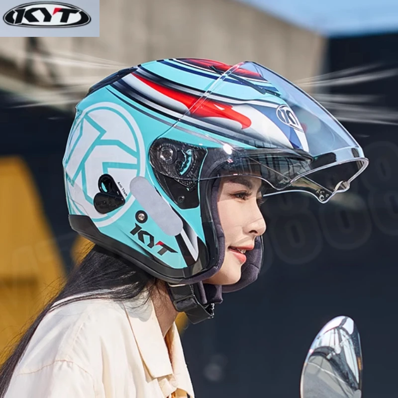 

KYT Semi-open Motorcycle Helmet Cross-country Motorcycle Accessories Motocross Helmet 3/4 Retro Helmet in Winter