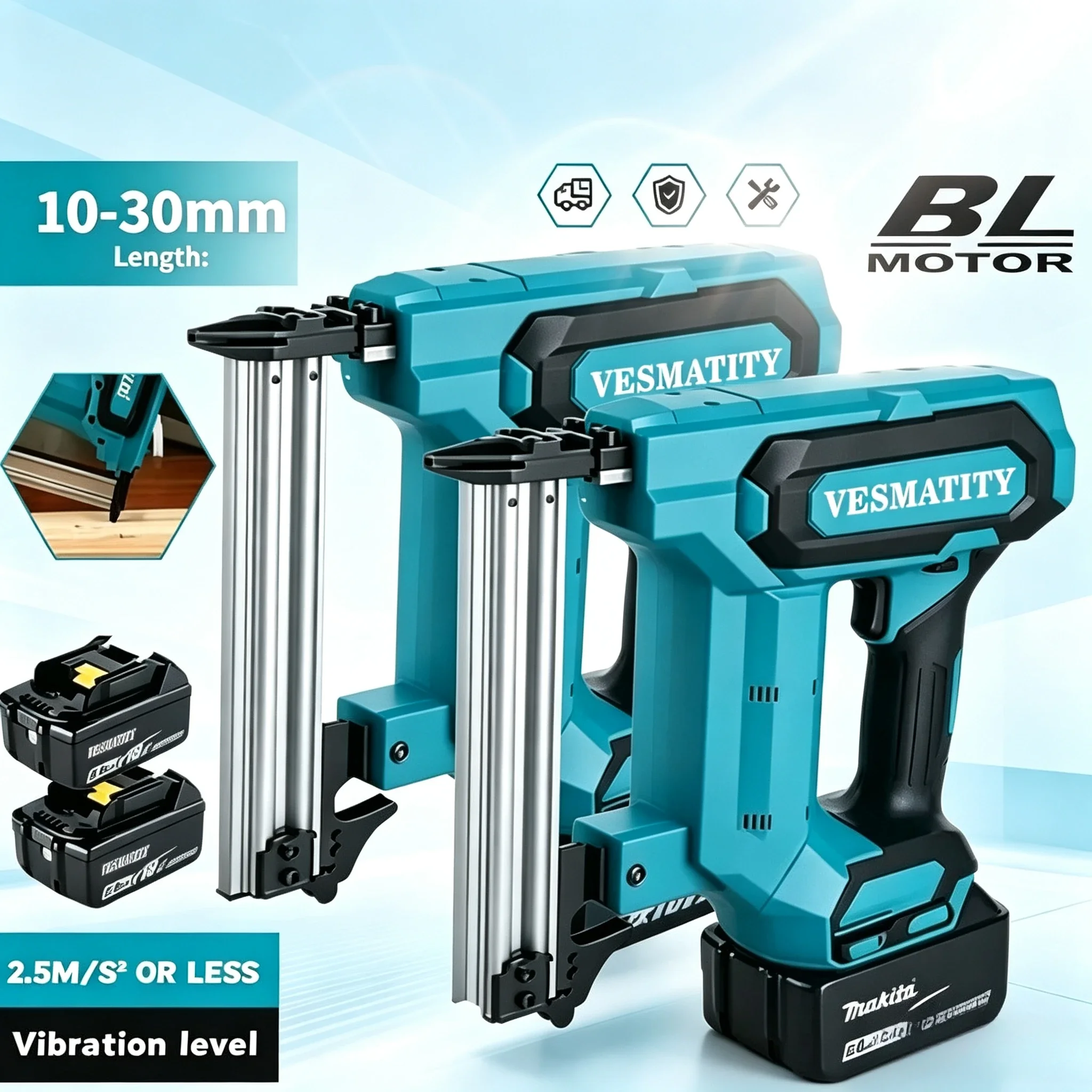 Cordless Nail Gun 100-Nail Capacity Heavy Duty Nailer Tool for Flooring Shelving & DIY Wood Projects For 18V-20VBattery
