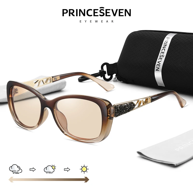 

PRINCESEVEN Brand Polarized Ladies Sunglasses Women Photochromic Lens Sun Glasses Luxury UV400 Oculos Lunette De Soleil Femme