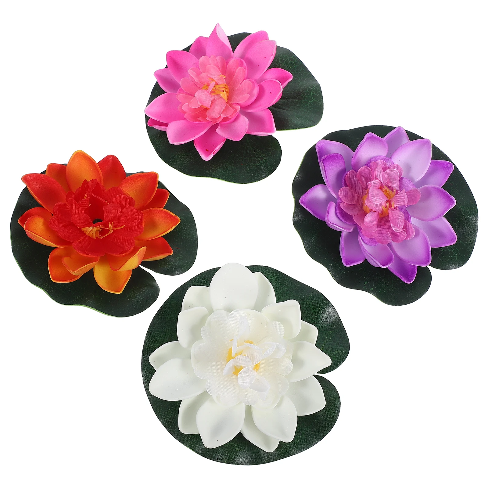 

4pcs Artificial Floating Pool Flowers EVA Material Suitable Home Garden Decor Aquarium Plants Fish Tank Fake Water Lotus Leaves