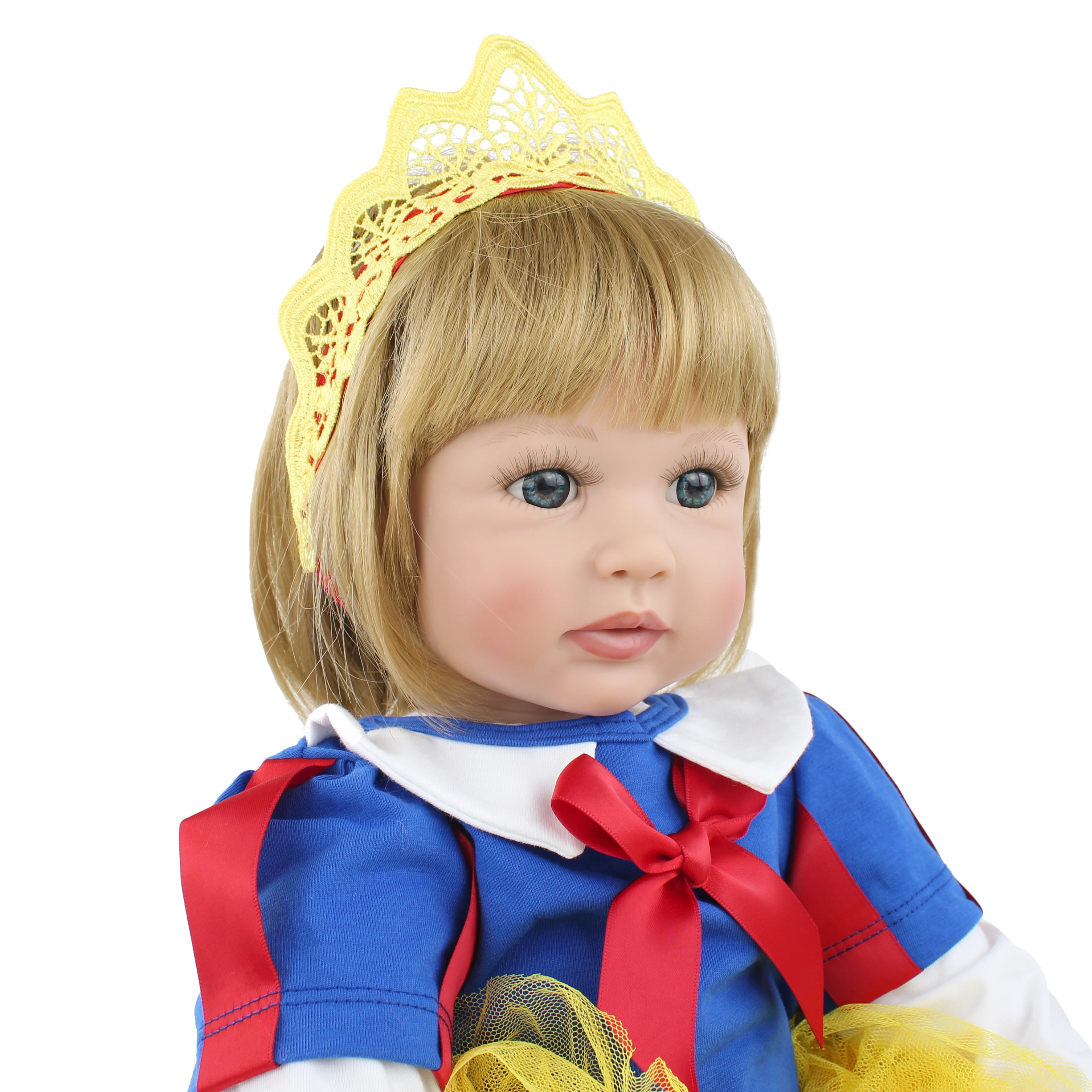 Boneca realista da menina com cabelo loiro 60cm, para crianças pequenas, de vinil, princesa, para vestir, brinquedo realista de primeira coleção