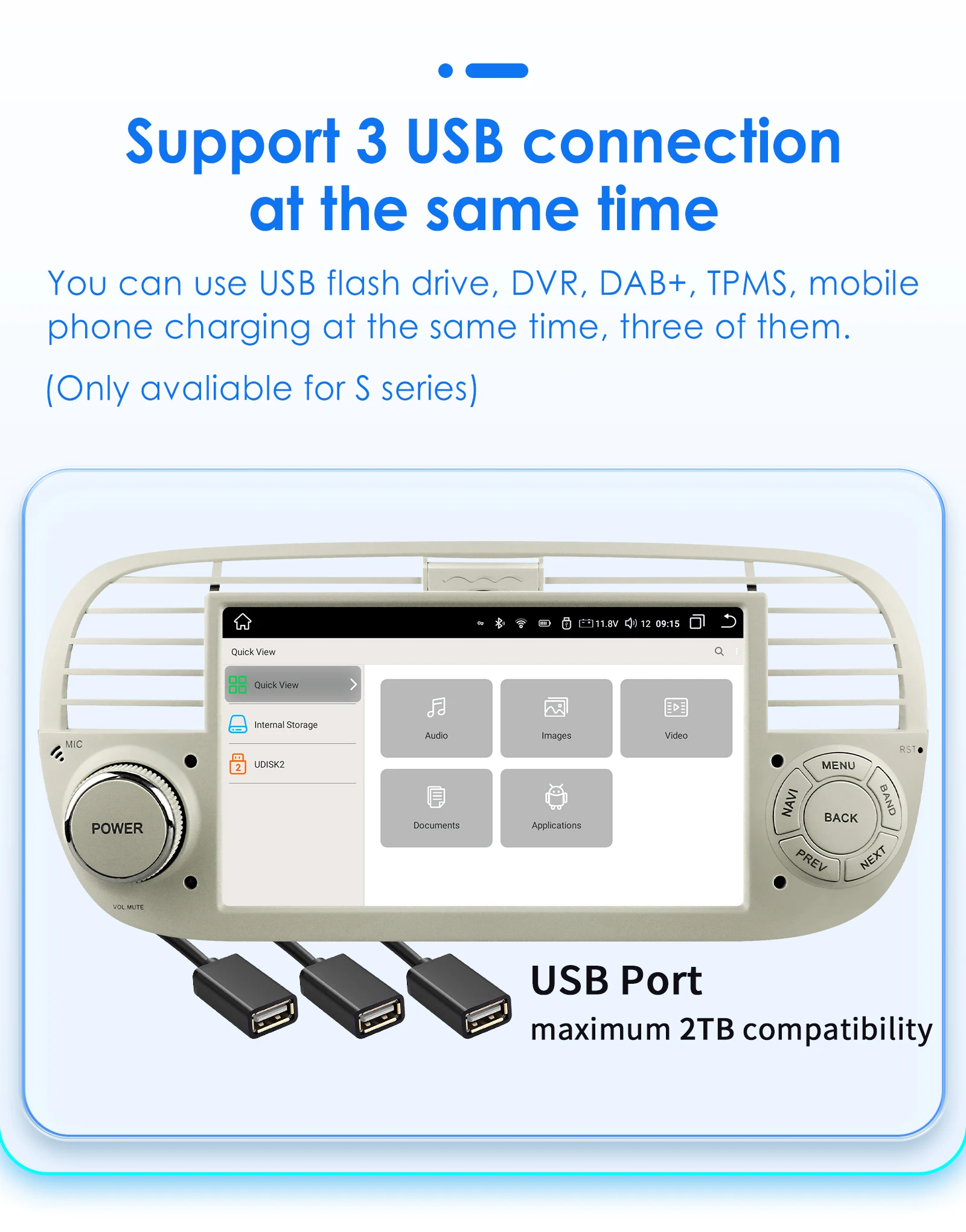 8 Cœur 4+64G] Hodozzy Carplay Dab+/Dab Autoradio Pour Fiat 500 2007