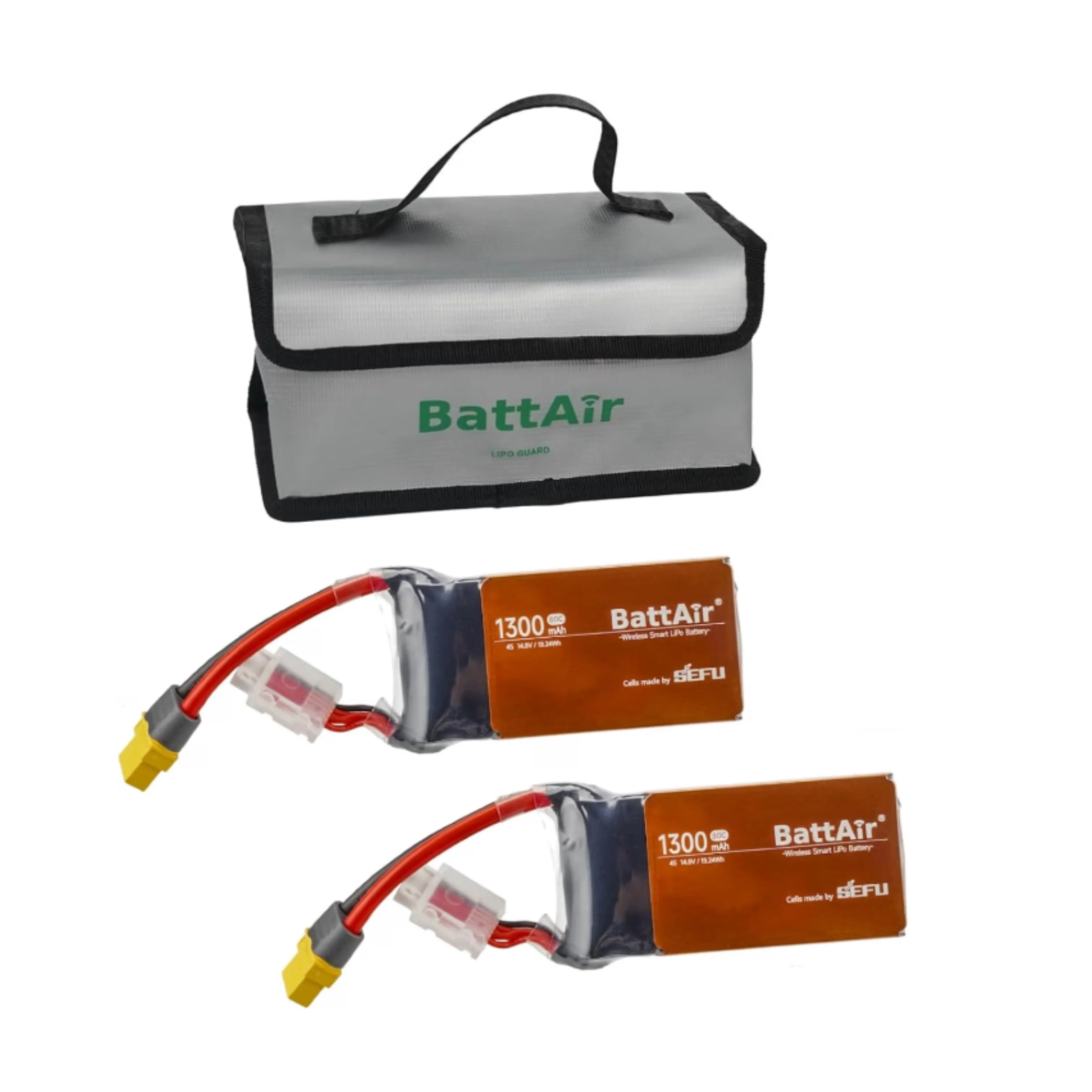 ISDT BattAir Smart LiPo Battery 4S 14.8V 1300mAh 80C RC Car Battery XT60 Plug APP Control for Airplane Boat with Lipo Bag（2PCS）