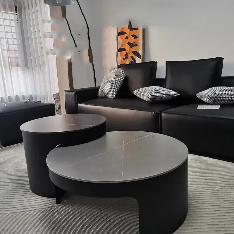 Hallway Black Marble Coffee Tables Cute Laden Makeup Luxury Round Minimalist Table Couch Table Basse Living Room Furniture HDH