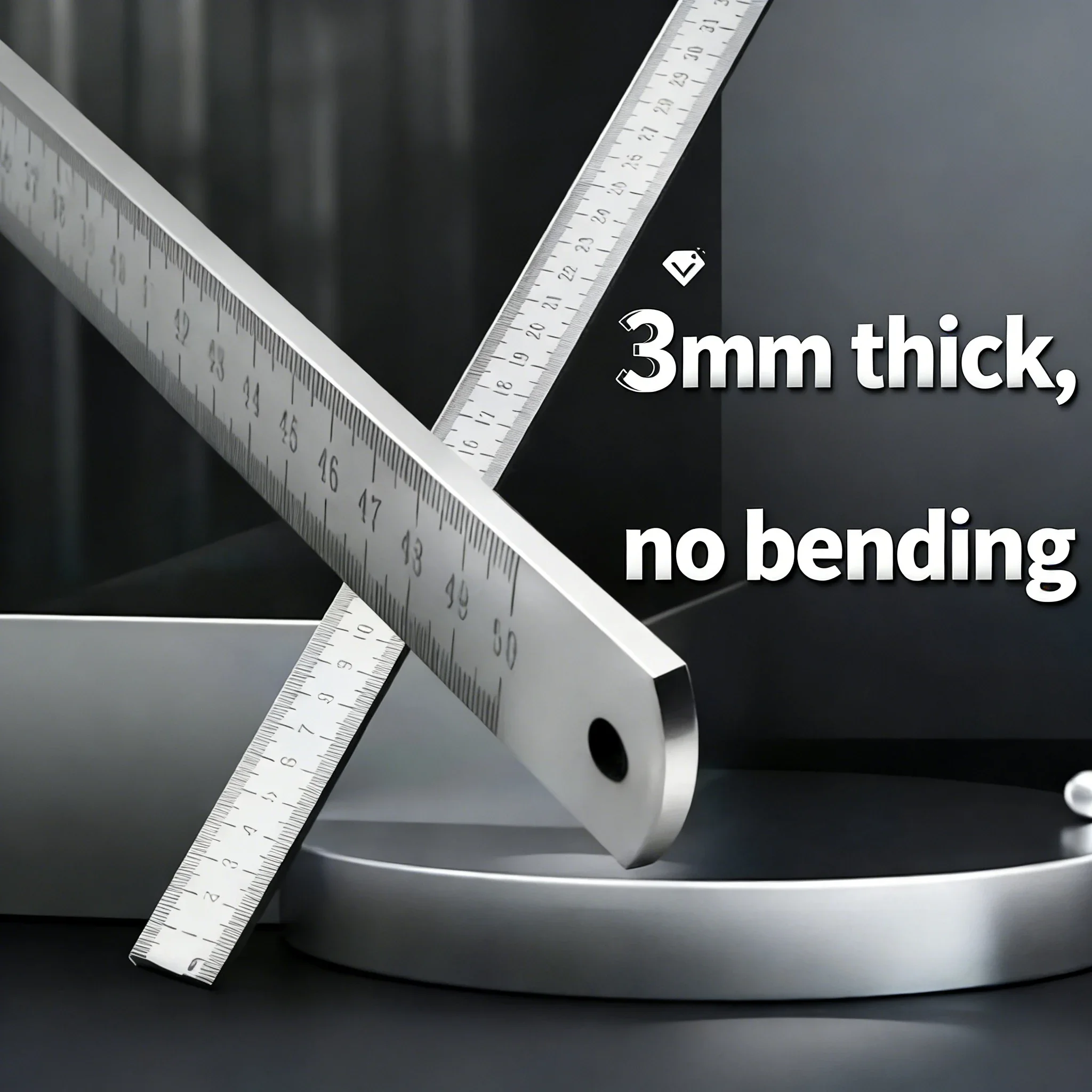 3mm Forged Longquan Quenched Stainless Steel Ruler - Multi-Purpose Car Tool & Thickened Measuring Instrument