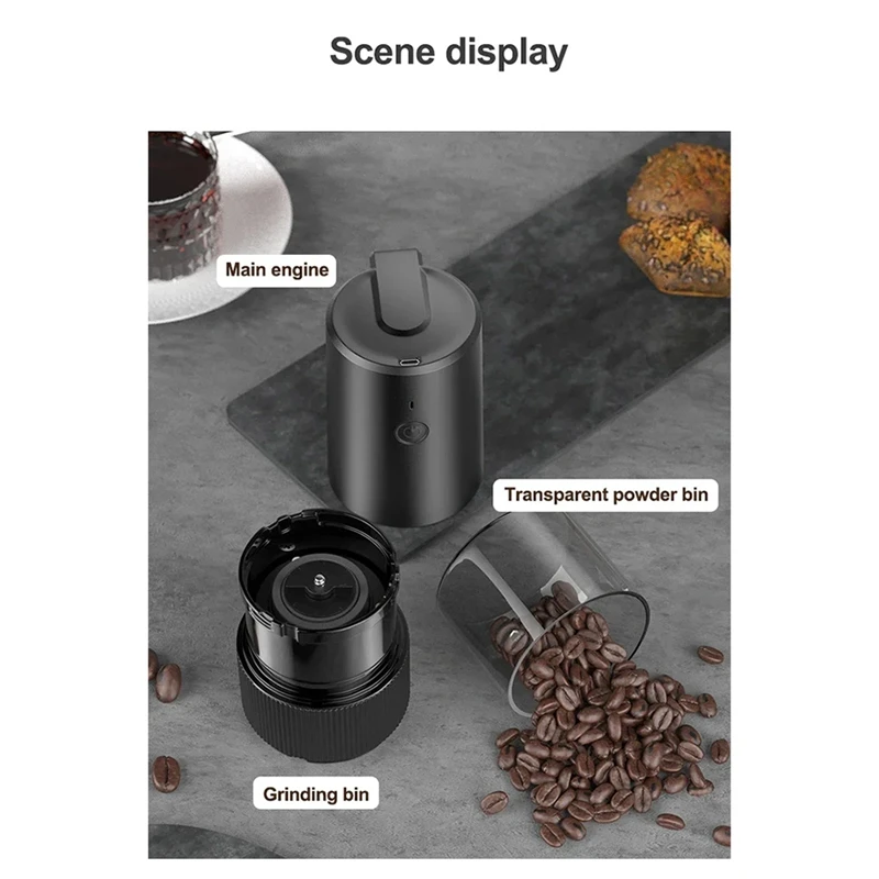 Portable Electric Coffee Grinder 8 Levels Adjustable Powder Household Food Grade Material Mini C Type Coffee Maker