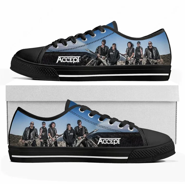 

Accept Band Low Top High Quality Sneakers Mens Women Teenager Canvas Sneaker Casual Couple Shoes Fashion Patterns Custom Shoes