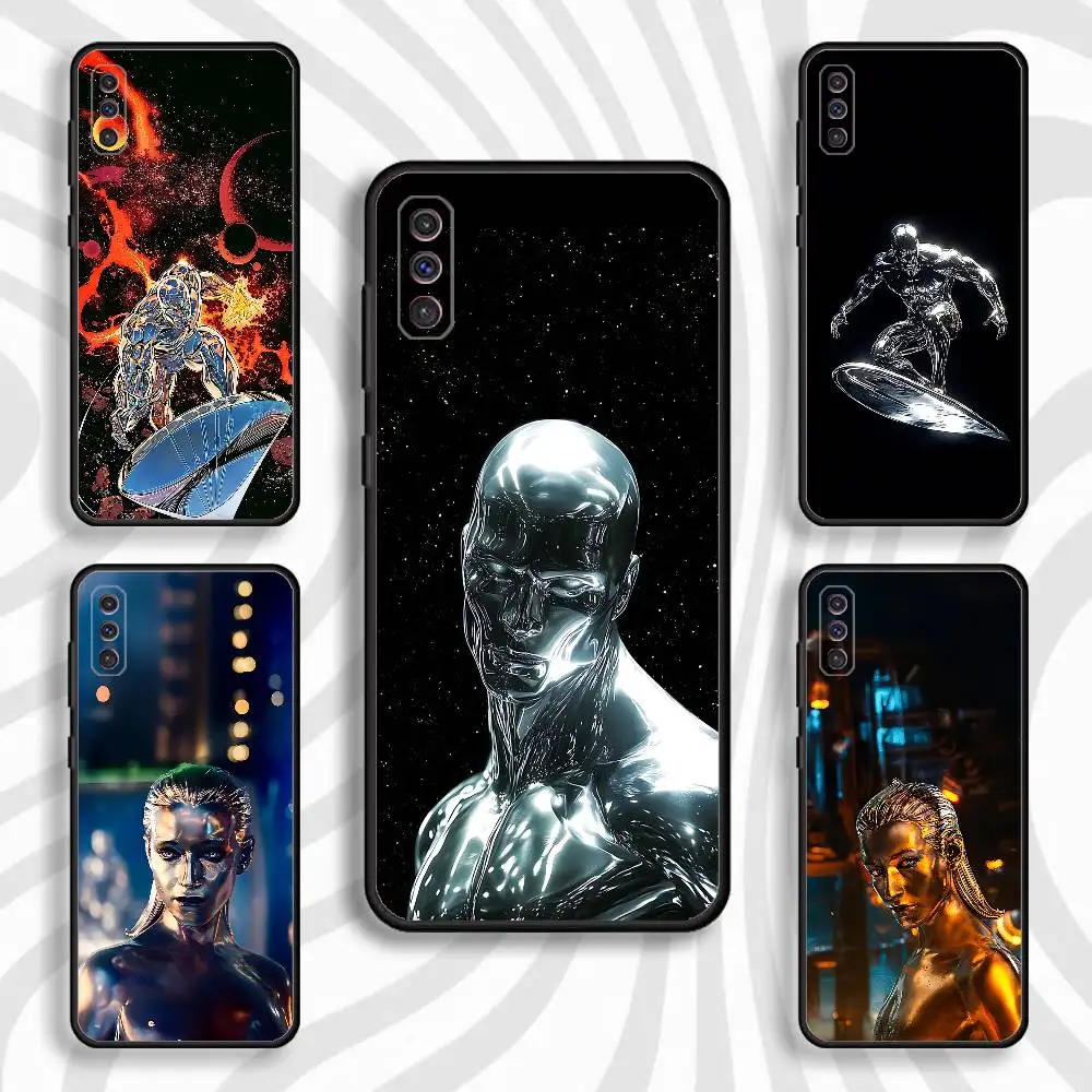 

Cool S-Silver S-Surfer Phone Case For Samsung S10,S21,FE,S21,Note 20,S26,S25,S24,S23,Ultra,S9,S22,Plus Soft Silicone Black Cover