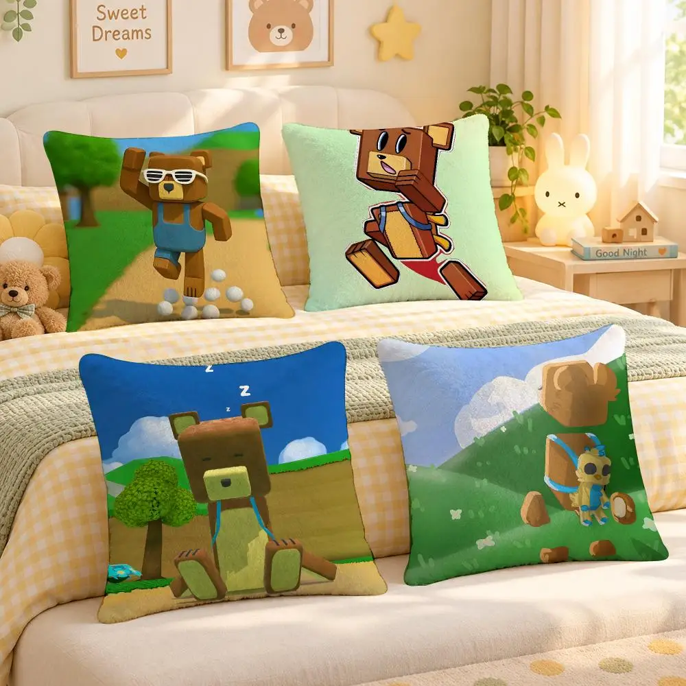 Game Super Bear Platform Cute Cushion Cover Personalized Soft Plush Pillow Living Room Home Sofa Bedroom Office Car Cushion