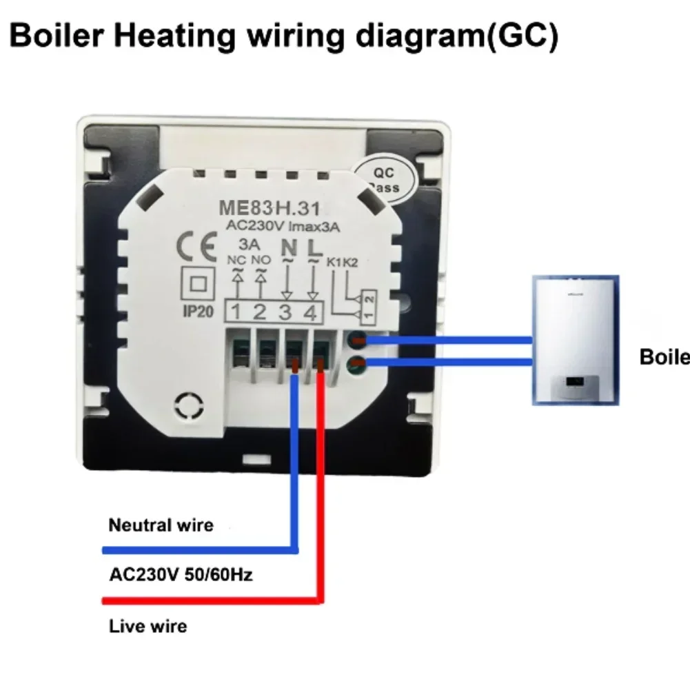 Programmable Digital Room Thermostat Temperature Controller with LCD Display Wired Boiler Heating System Child Safety Lock