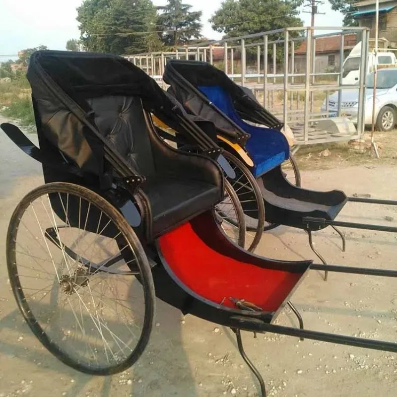 Classic Hand Pulled Wagon 2 Wheels Manpower Bicycle Rickshaw