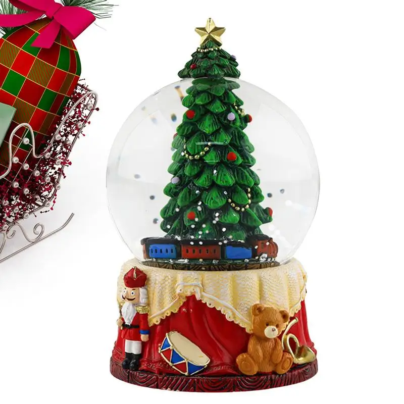 Snowing Christmas Globe Christmas Tree Tabletop Figurine Creative Water Globe Swirling Glitter For Adults Kids Women Girls