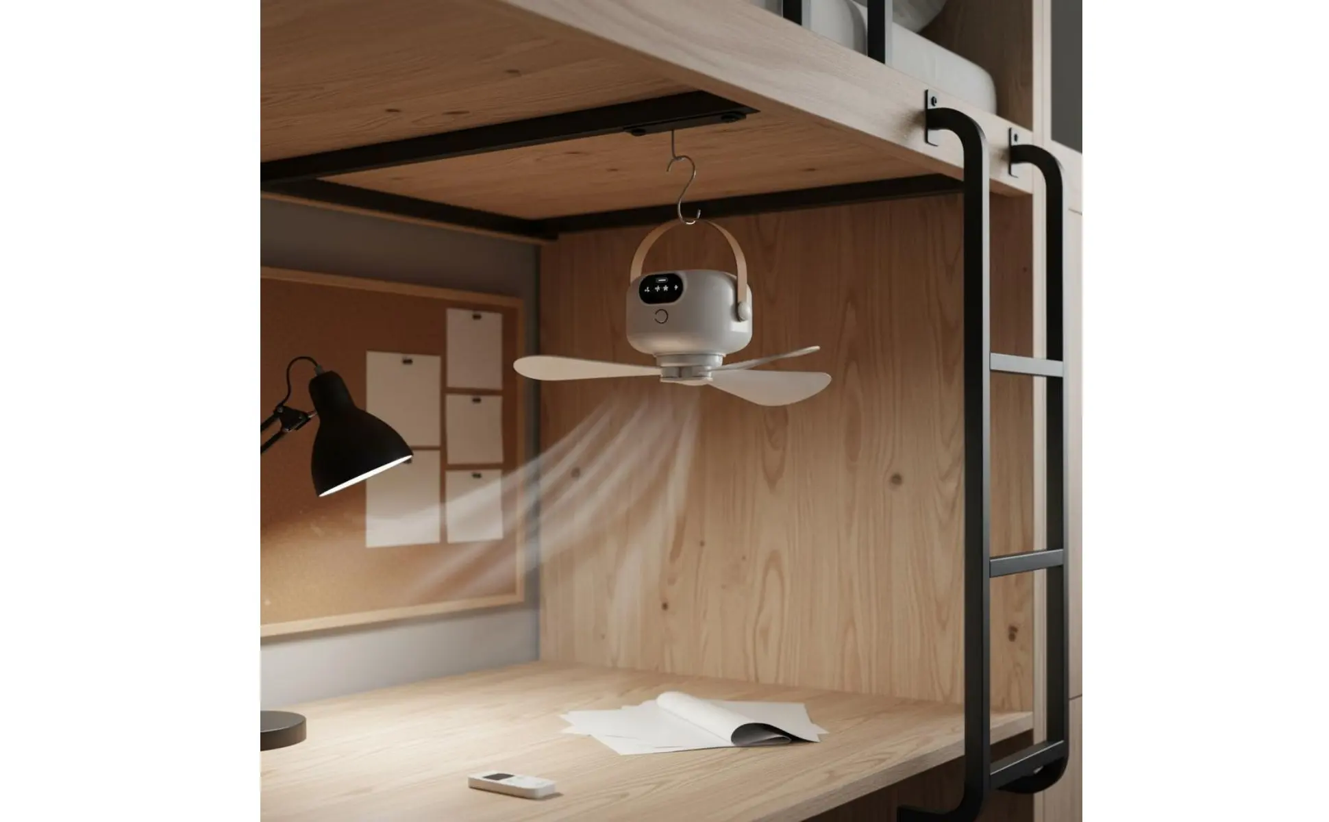 Ceiling Fan Light USB Rechargeable Hanging Ceiling Fan Home Appliance 3 Speed Settings for Students, Dorm Room, Outdoor Camping