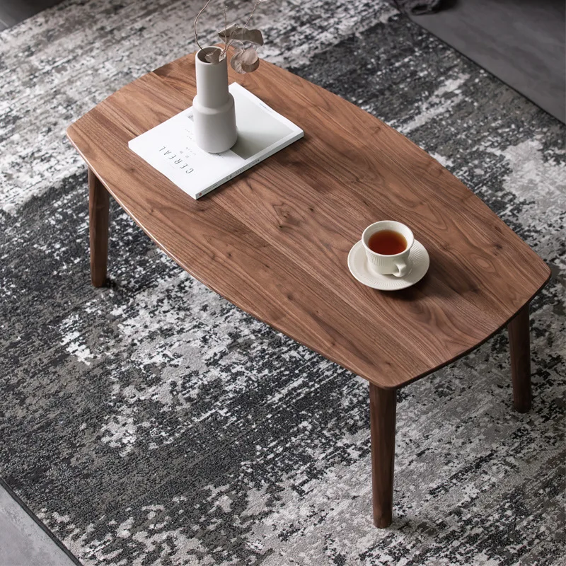 

Nordic bay window coffee table black walnut foldable coffee table modern simple tea table Japanese-style small apartment
