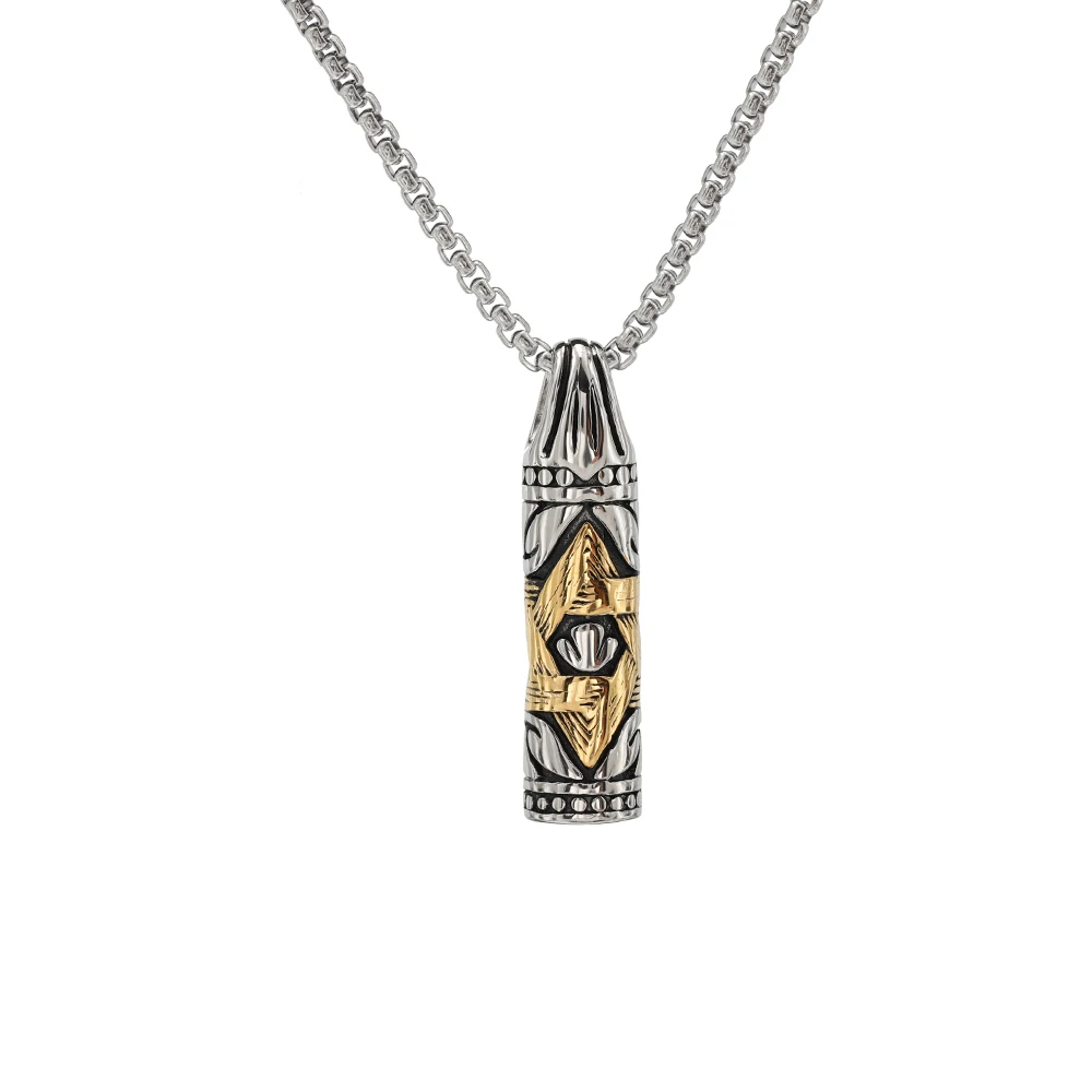 Gold Jewish Jewelry Magen Star of David Bullet Pendant Necklace Chain Stainless Steel Israel Necklace