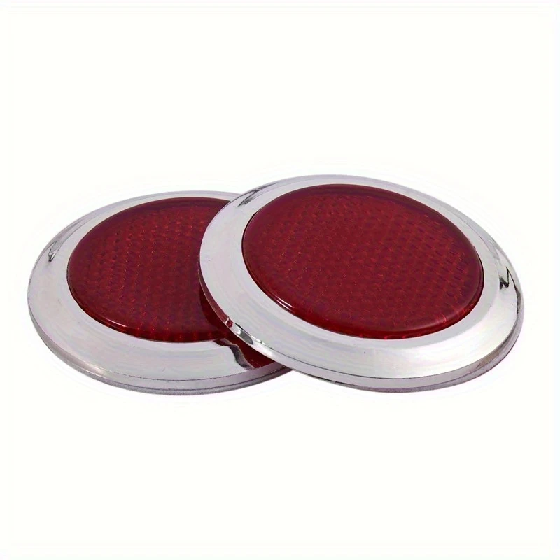 4 Pcs Auto Car Plastic Round Reflective Reflector Sticker Red