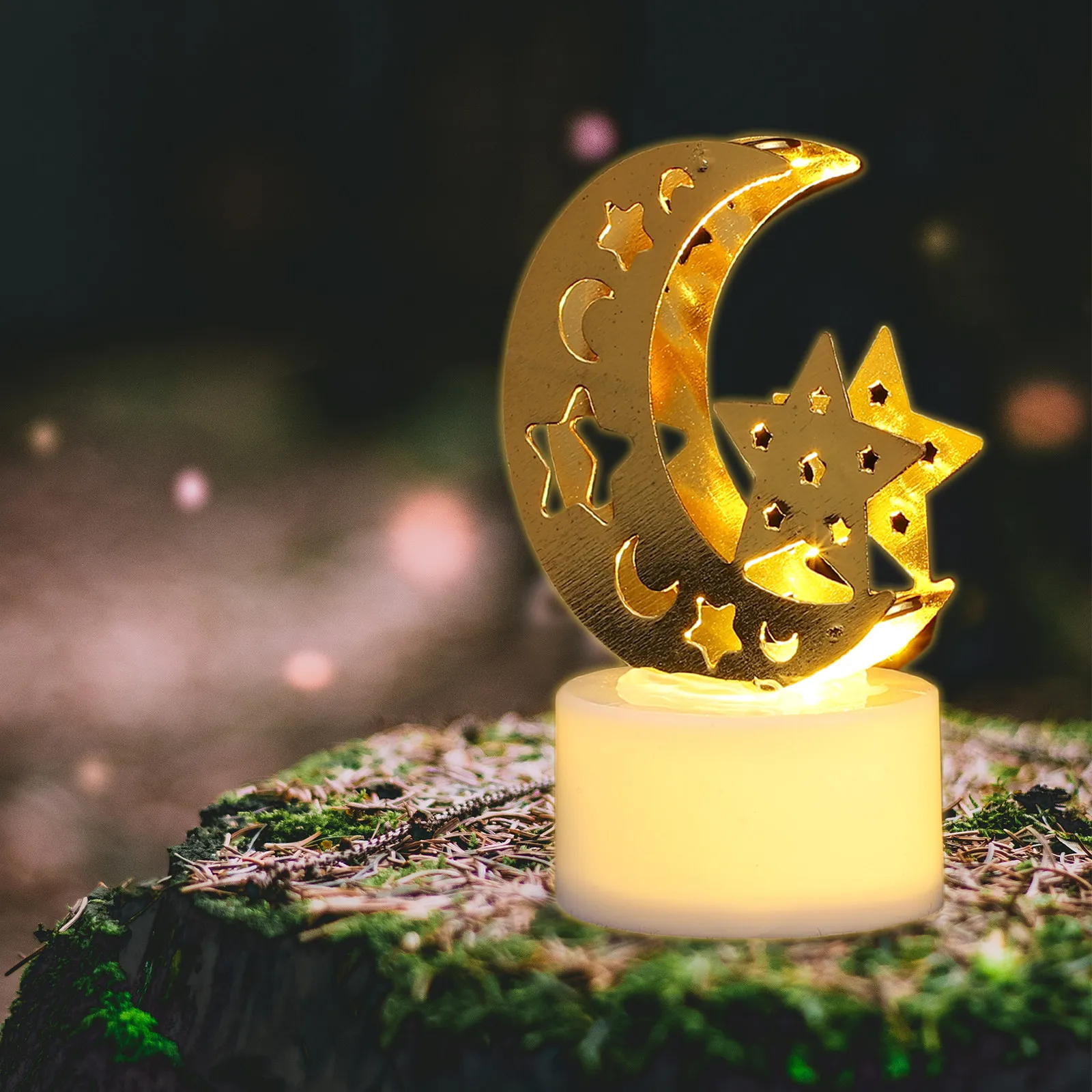 Eid -Fitr LED Lamp Adorn Ramadan Festival LED Light Creative Lamp Decor with Stable Flat Bottom for Dining Room Bedroom Party