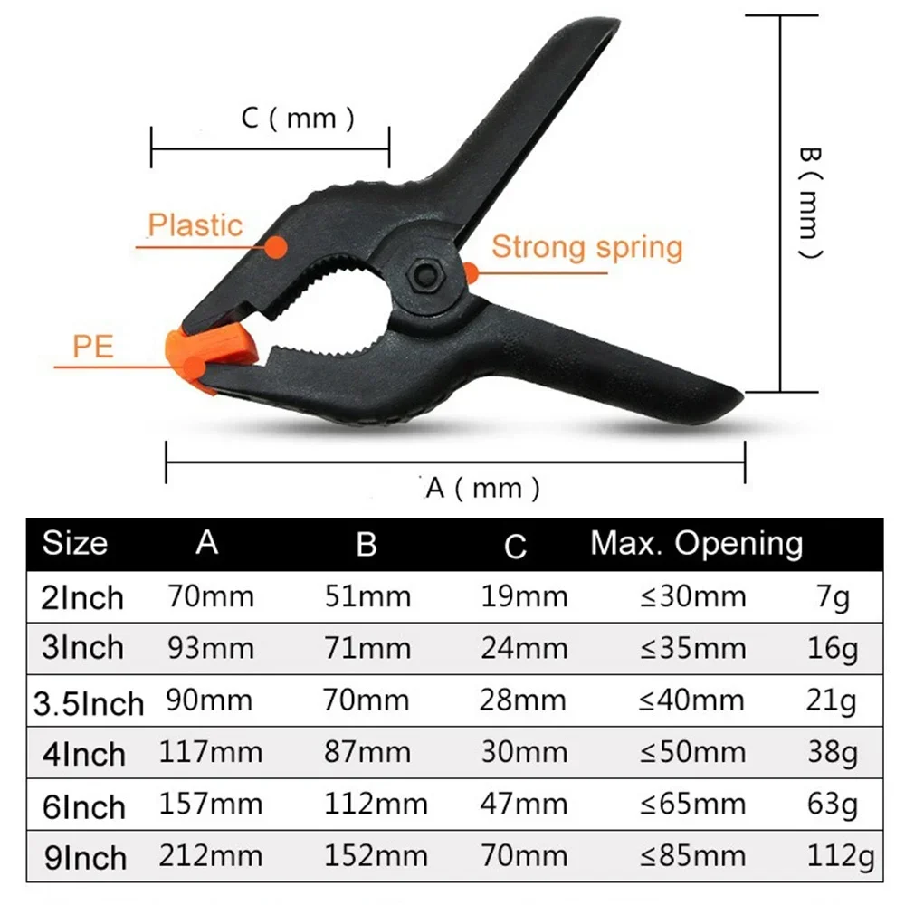 STONEGO Nylon A-Clip - Durable Plastic A-Type Spring Clip for Photography Background, Woodworking, and Fast Fixing