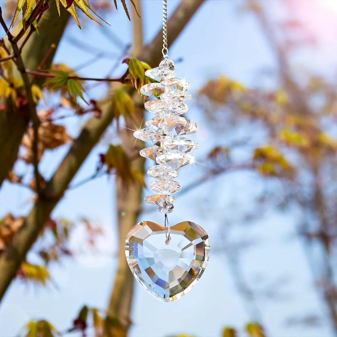 1pc Suncatcher Decorative Window - Heart Crystal Ball Prism Pendant Suncatcher Hanging Window Home Decor, (Clear)