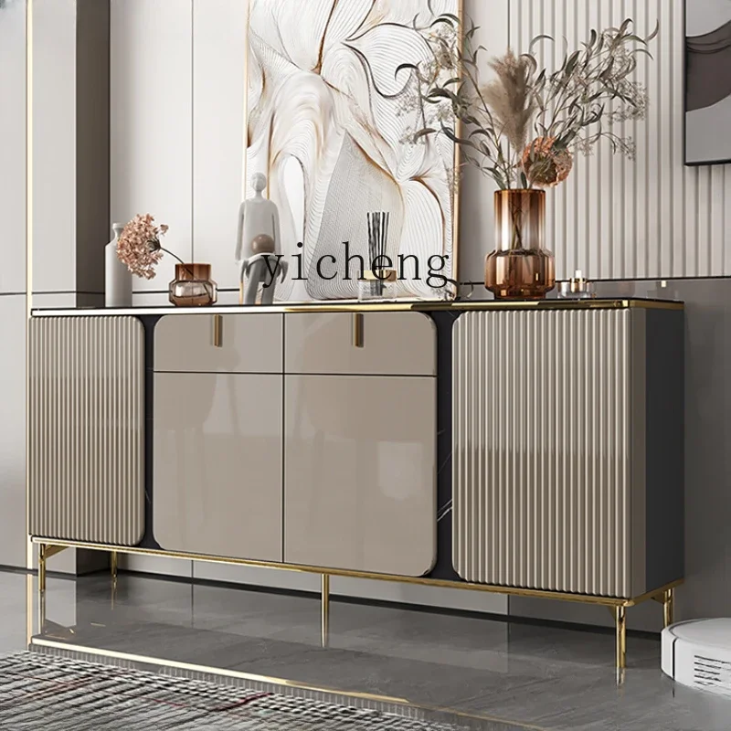 light luxury rock slab dining side cabinet high-end wall door cabinet Italian minimalist tea cabinet