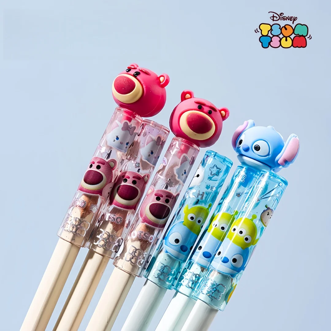 3Pc Disney 3D Doll Pencil Cap Strawberry Bear Stitch Cartoon Pen Tip Protector Student Pencil Extender Stationery