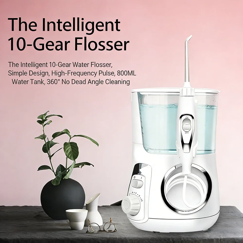 800ML Large Capacity Desktop Water Flosser, Ultra-Convenient Family Use with IPX7 Waterproof, Thorough Teeth Cleaning for Daily
