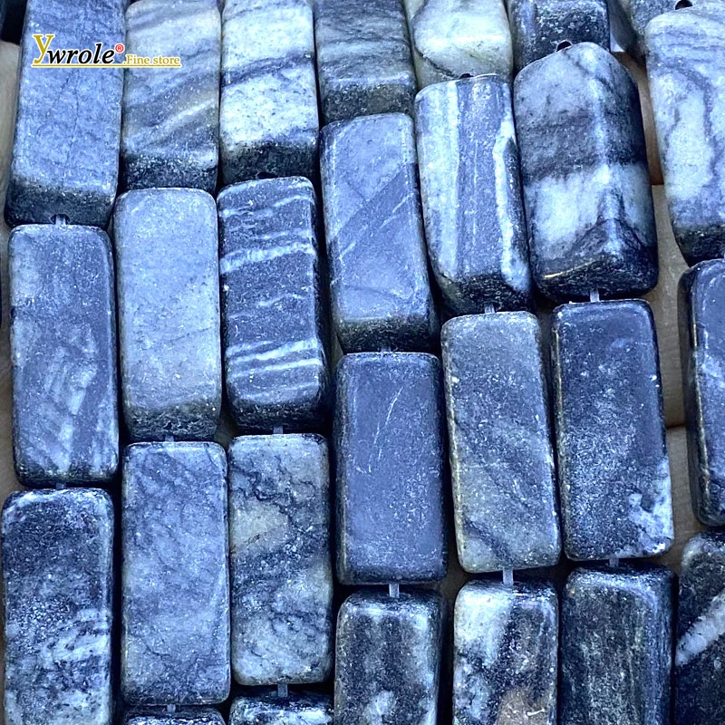 Natural Stone Irregular Cuboid Black Web Jasper 8x20mm Loose Spacer Bead for Jewelry Making Diy Bracelet Charms Accessories 15''