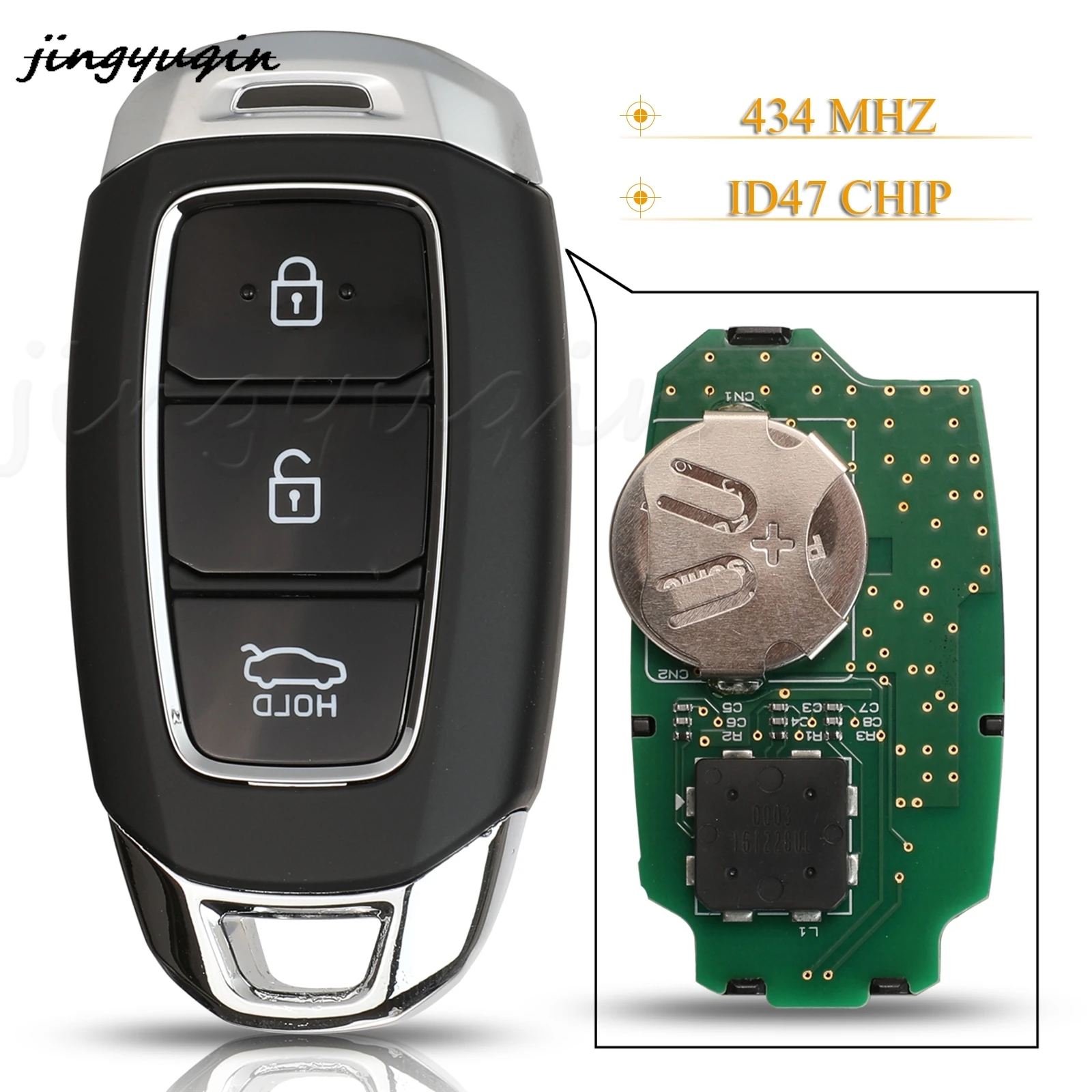 

jingyuqin 5pcs/lot 3 Buttons Smart Remote Car Key Fob 434Mhz ID47 For Hyundai Elantra 2017 2018 2019 Keyless Go 95440-J4000