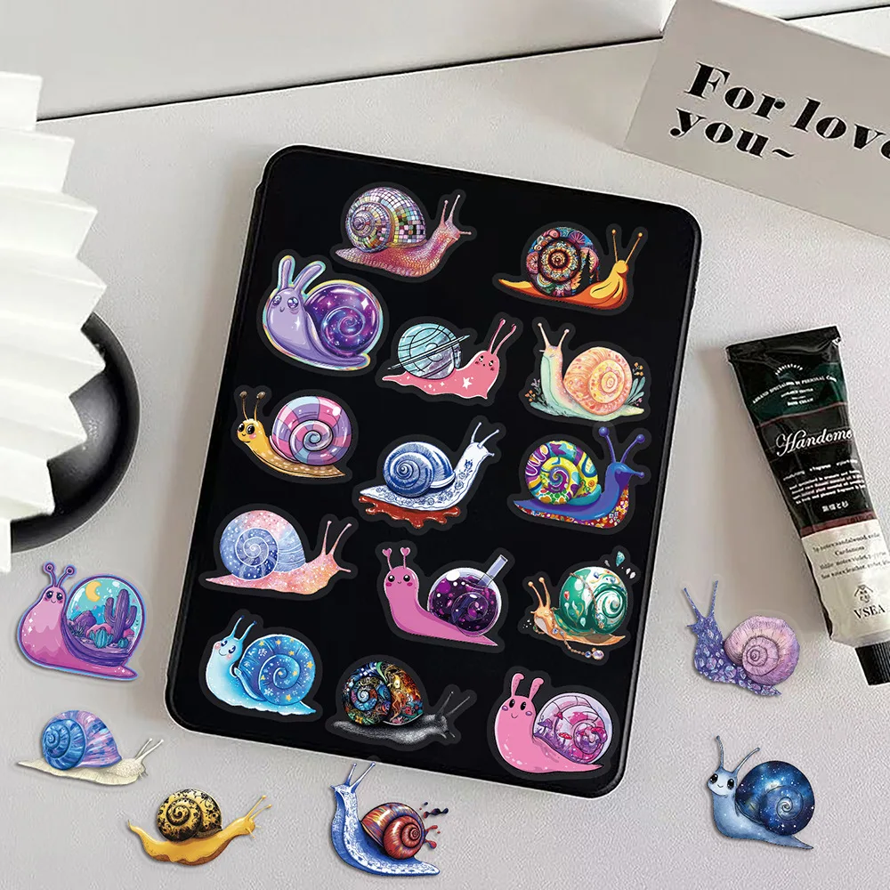 54Pcs Colorful Snail Transparent Graffiti Stickers Creative Snails Cartoon Decal DIY Luggage Phone Waterproof Sticker