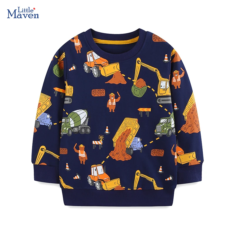 Little maven Autumn Spring Kids Clothes Children's Clothing Baby Boys Cartoon Excavators Infants Sweatshirts Hoodie