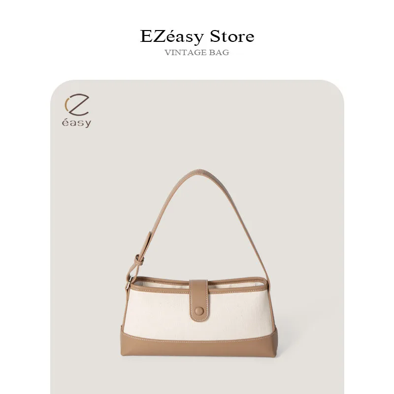 Ezeasy Licht Luxe Niche Designer Tassen Voor Vrouwen Gesplitst Canvas Schoudertas Handtas Messenger Bags Crossbody Tas Dames